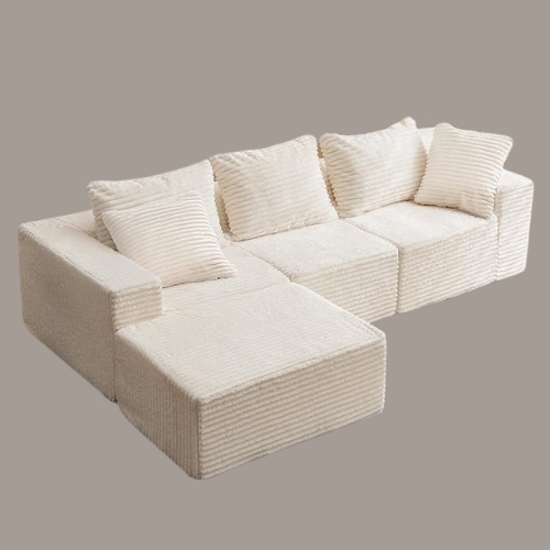 Vamcheer, Vamcheer 3/4 Seater Modular Sectional Sofa - 274cm Oversized L-Shaped Corner Couch With Memory Foam Seating & Detachable Backrest for Living Room Bedroom, No Assembly Required, Beige