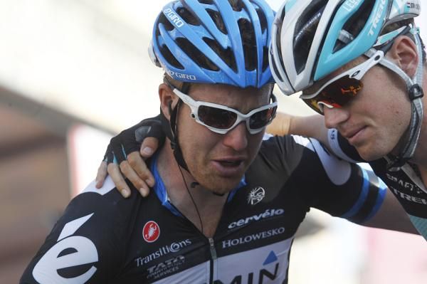 Farrar and the Leopard Trek riders comfort each other.