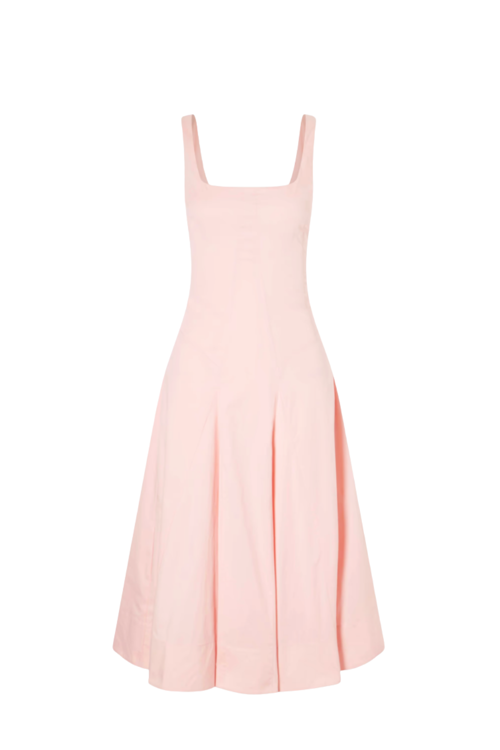 STAUD, Willow pleated cotton-blend midi dress