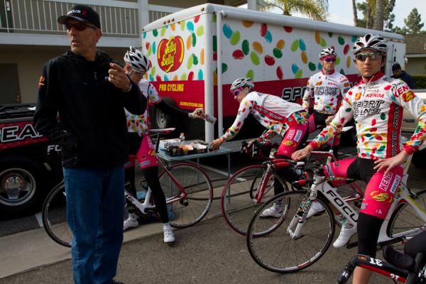 Danny Van Haute gives pre-ride instructions to the team before another trip to the foothills northeast of San Diego.