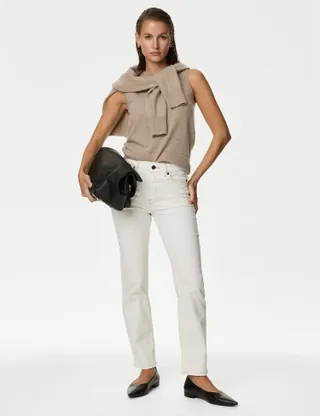 Lyocell™ Blend High Waisted Straight Leg Jeans