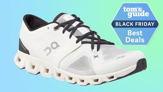 On Cloud X 3 men's road running shoe in black and white