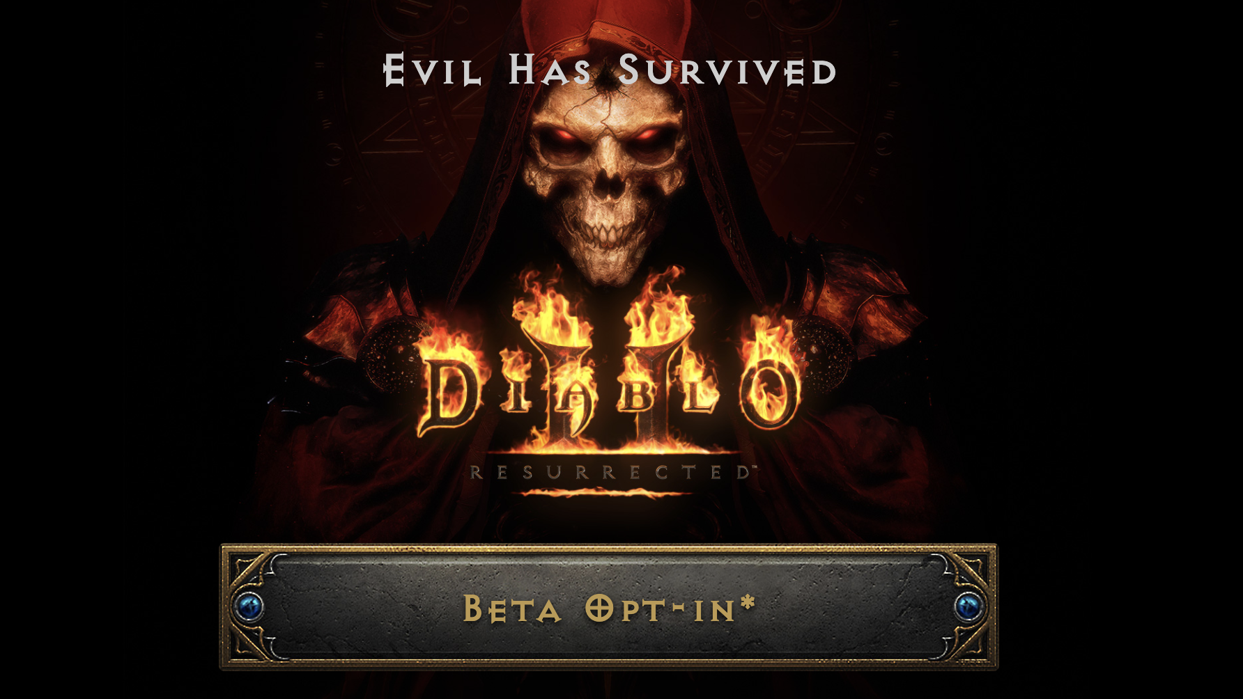 Diablo 2 Resurrected website screenshot for beta opt-in