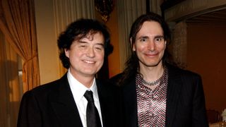 Jimmy Page and Steve Vai during GRAMMY Special Merit Awards Ceremony - February 12, 2005 at Millenium Biltmore Hotel in Los Angeles, CA, United States.