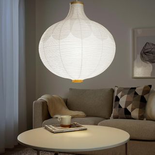 paper lampshade with sofa table