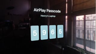 The Airplay password entry screen is on a TV thanks to Roku screen mirroring