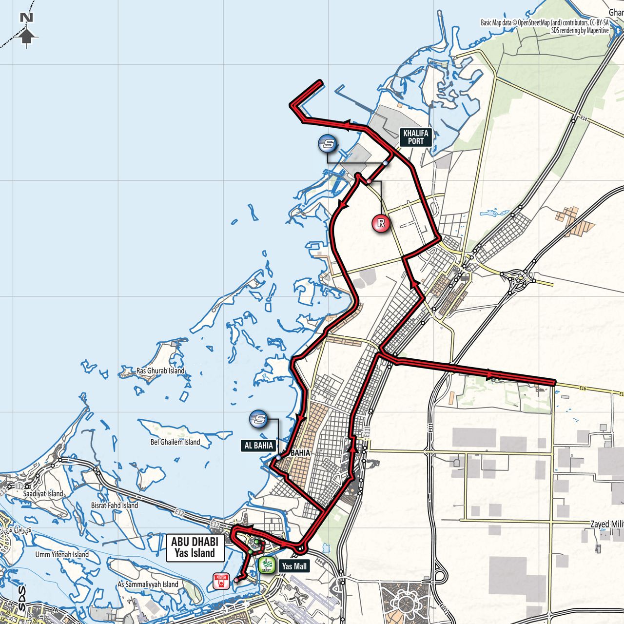 2018 Abu Dhabi Tour stage 2 map