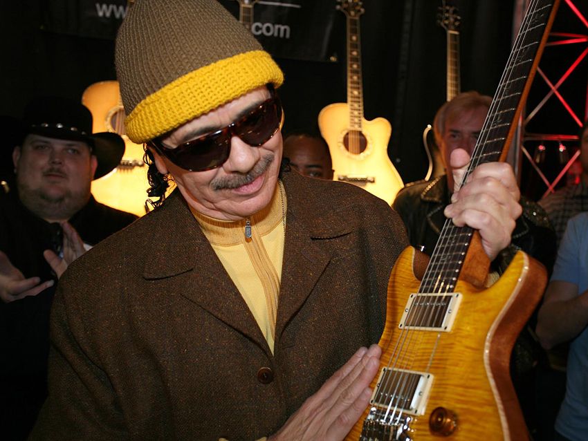 Carlos Santana at NAMM 2008 with his new signature model