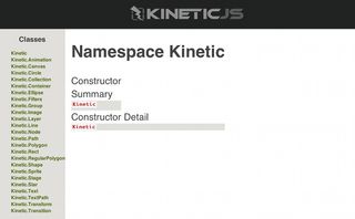 The KineticJS documentation is not always super clear or extensive, but it largely does the job of acting as your reference point