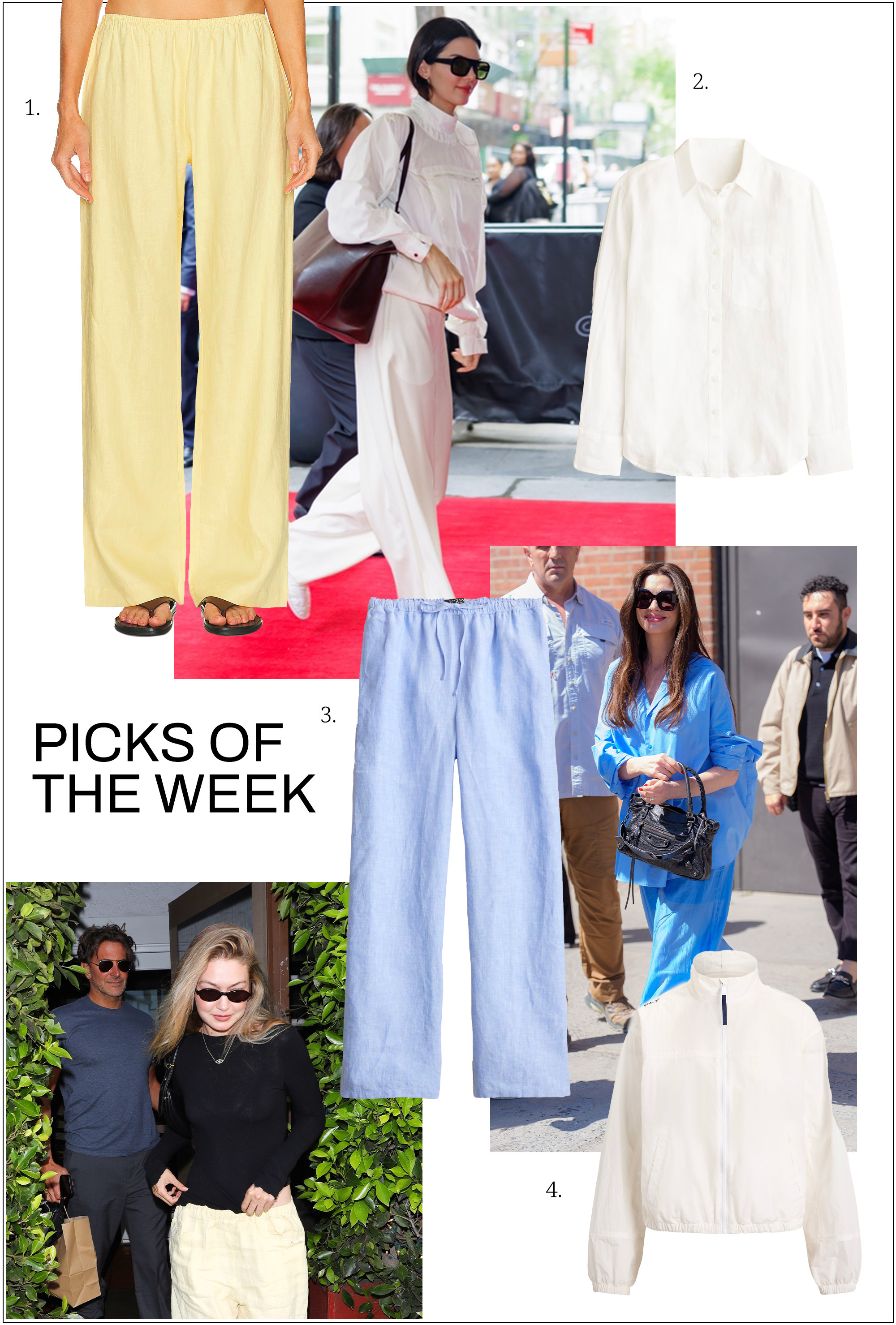 collage of celebrities wearing the easy summer pant trend