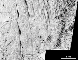 Image of ice age landforms buried beneath the seafloor in the central North Sea.