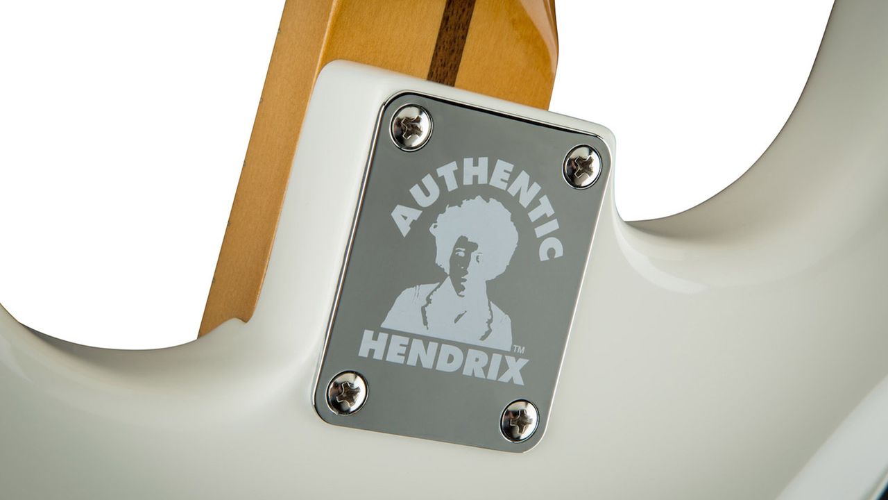 The Authentic Hendrix logo adorns the guitar's custom neckplate