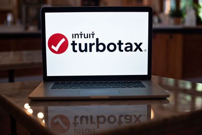 TurboTax logo on a laptop screen