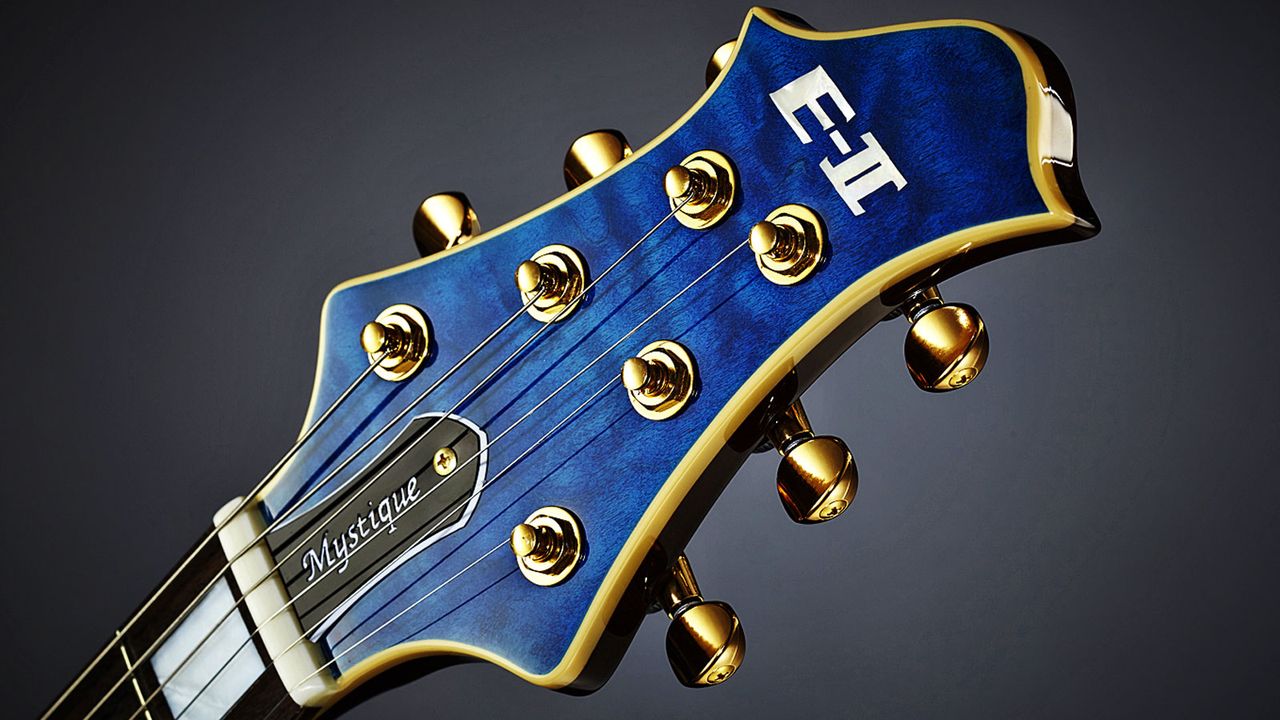The Mystique's headstock is an unusual three-a-side beast