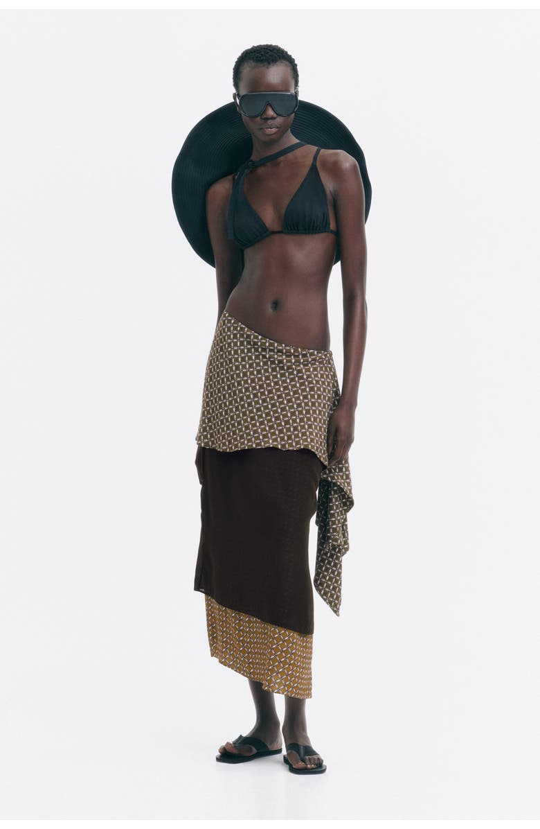 Scarf-Detail Layered Skirt