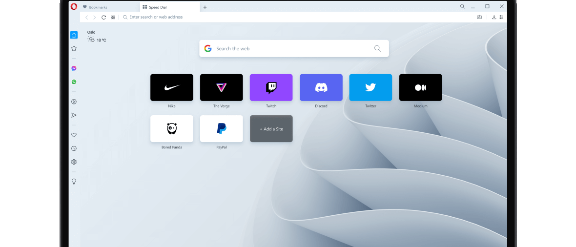 Website screenshot for Opera browser