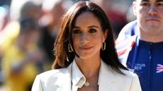 Meghan Markle’s outfits in Germany feature this item. Seen here she looks on during day six of the Invictus Games Düsseldorf 2023