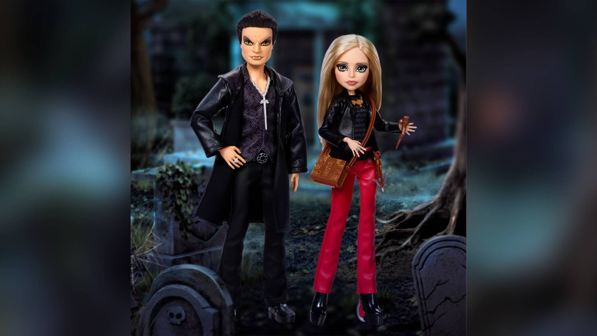 Official marketing image of the Monster High Buffy and Angel Doll 2-Pack.