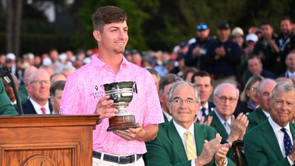 Sam Bennett with the Silver Cup after finishing as low amateur in the 2023 Masters at Augusta National
