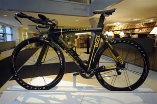 Trek's all-black "Stolen bike" built for Tour of California. Thieves stole the bike, but later returned it.