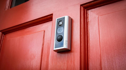 red door with ring doorbell