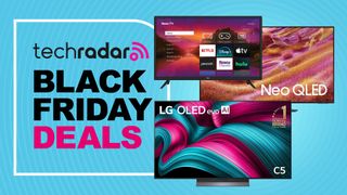 LG, Samsung and Roku TVs, with a sign saying Black Friday deals