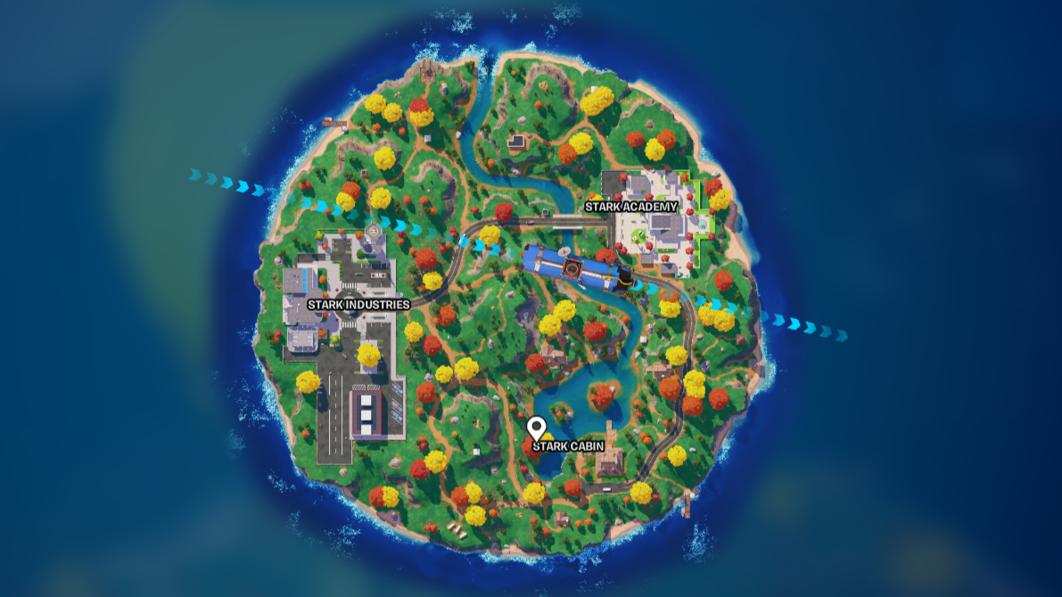 The Stark Island map in Fortite Blitz Royale.