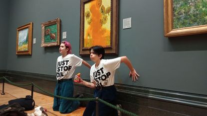Just Stop Oil protesters at the National Gallery