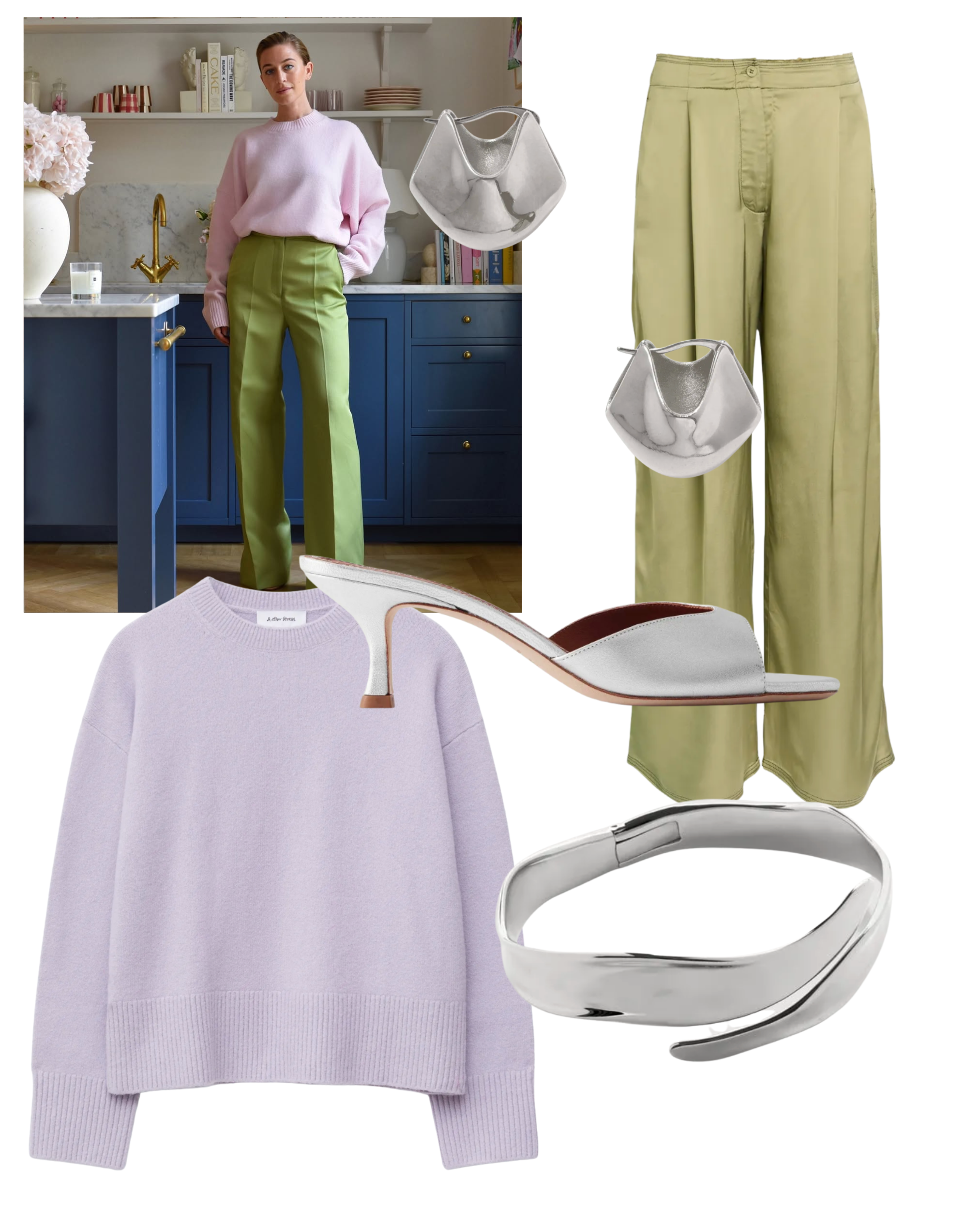 @emvonhofsten wears purple jumper green trousers