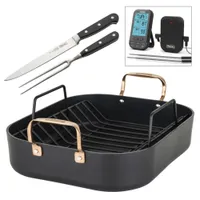 Viking Hard Anodized Roaster with Carving Set & Thermometer