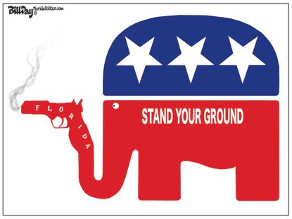 Political cartoon U.S. stand your ground Florida gun control GOP Republicans