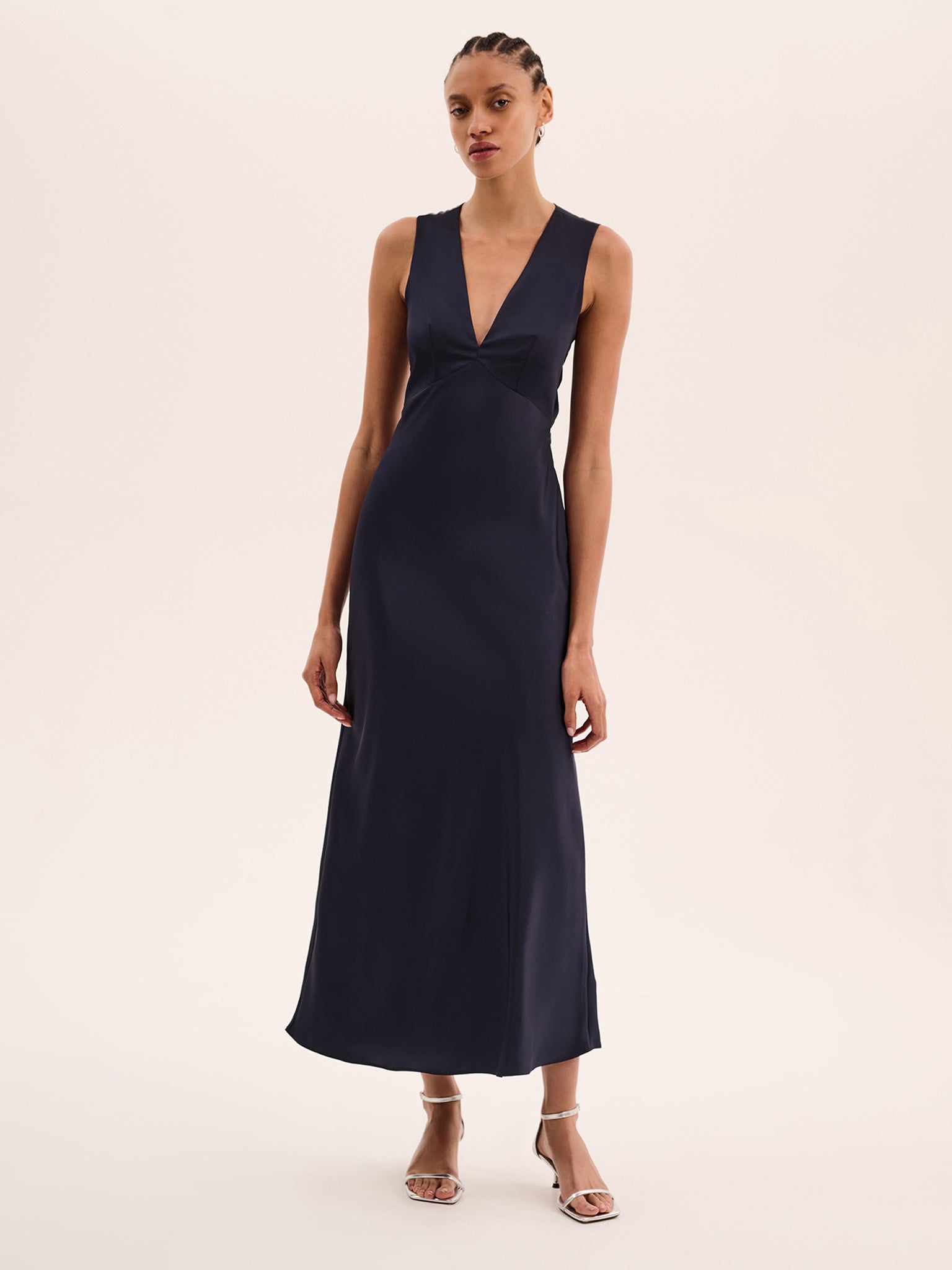 Nova Tie Back Dress in Navy - 4