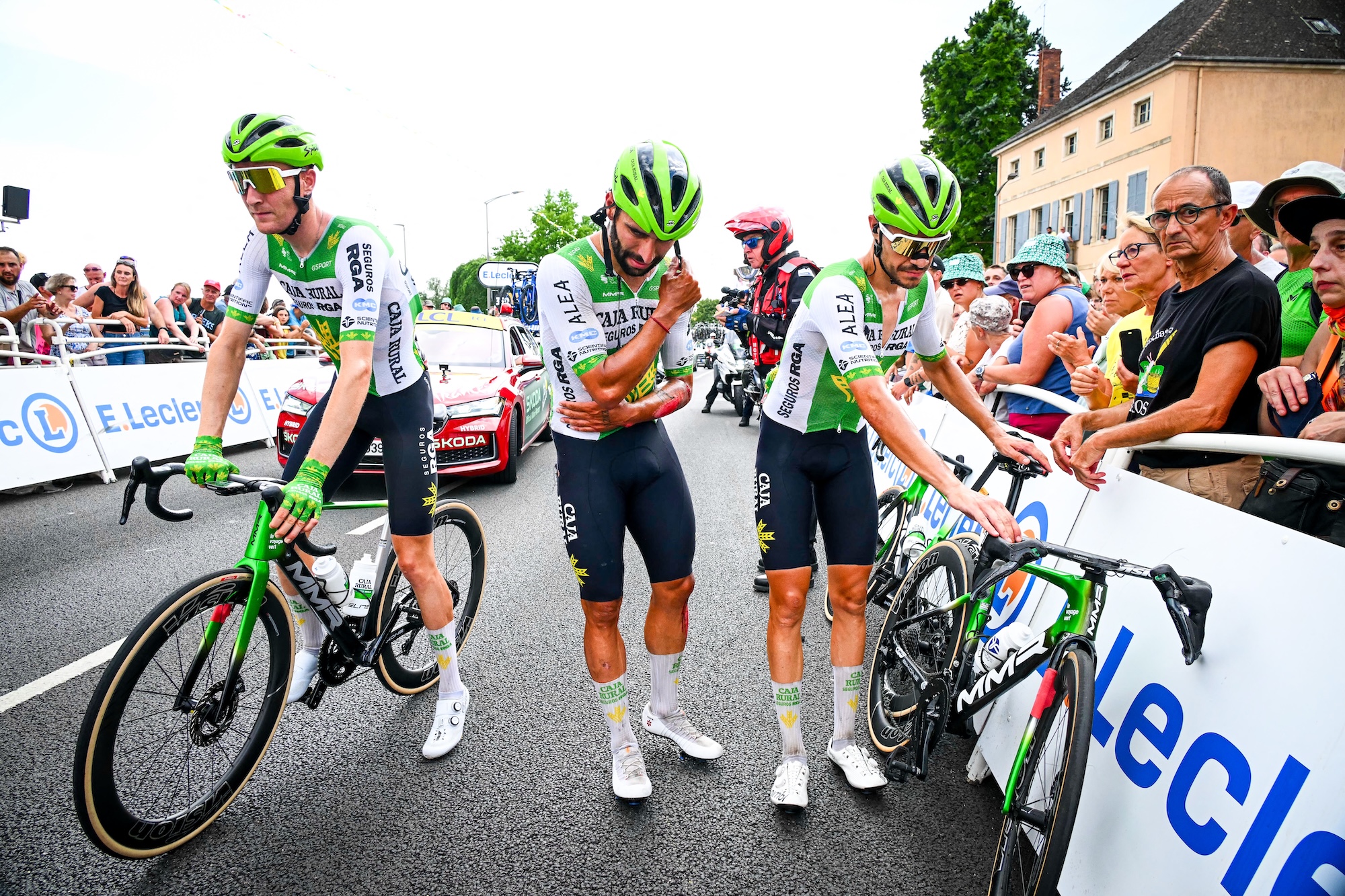 Colombian Fernando Gaviria of Caja Rural is injured after the stage 12 of the 2026 Tour de France