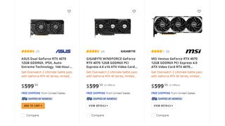 An Asus RTX 4070 is in stock at very close to MSRP over on Newegg.