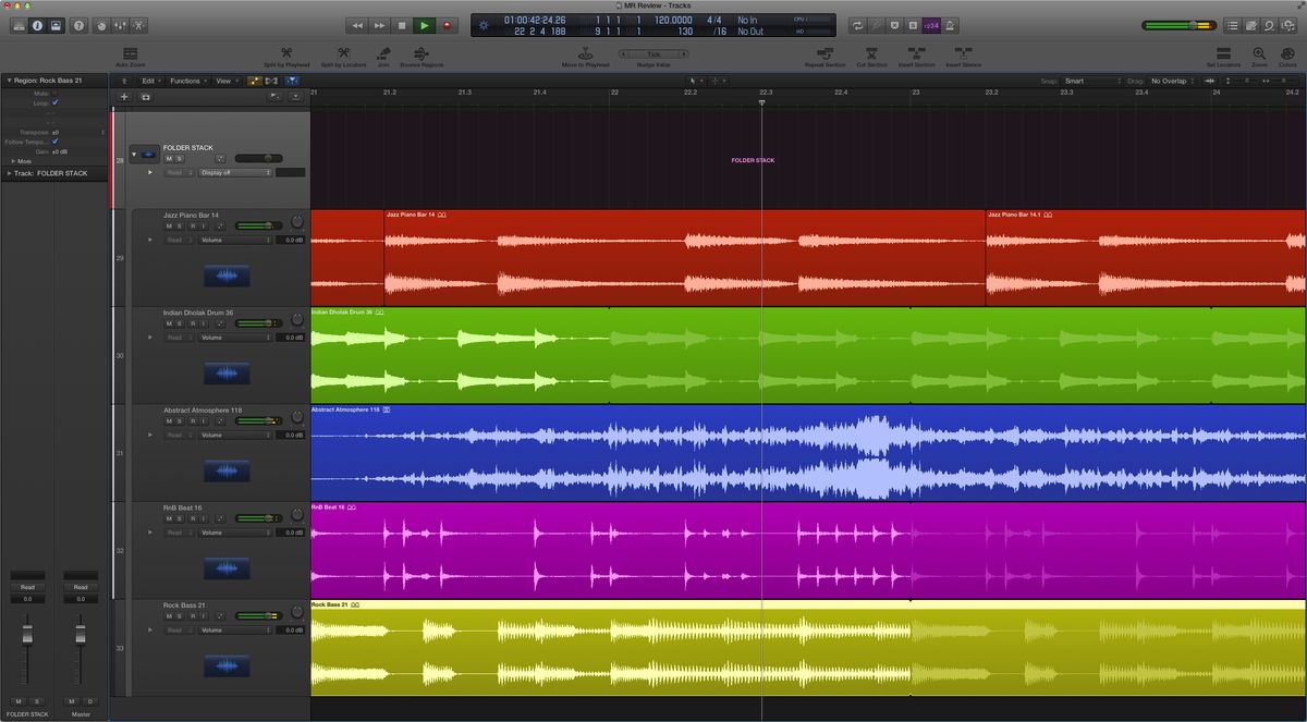A Folder Stack brings multiple tracks together for combined tweaking.