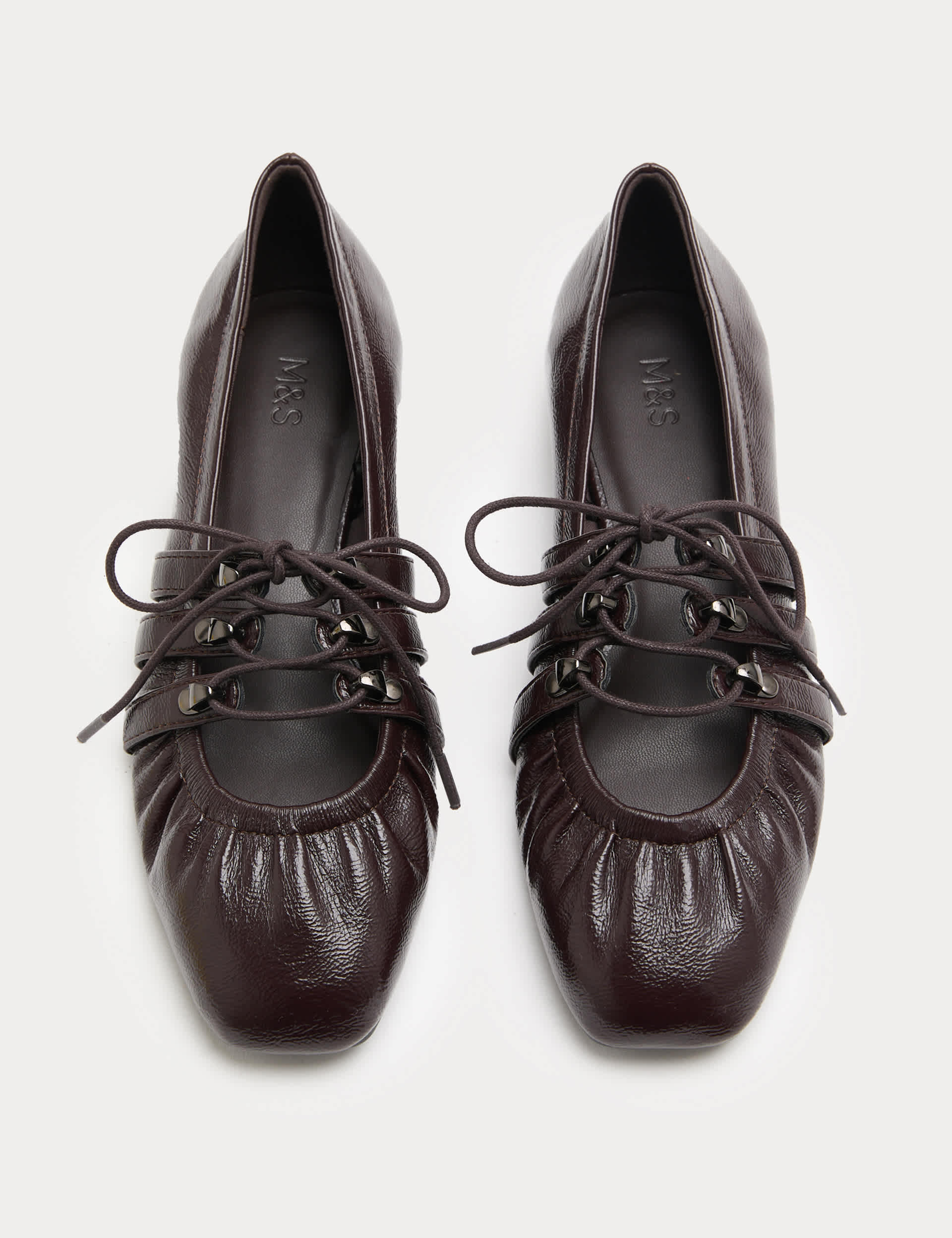 lace up flat ballet pumps