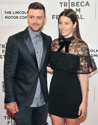 Justin Timberlake and Jessica Biel at a film premiere, 2016