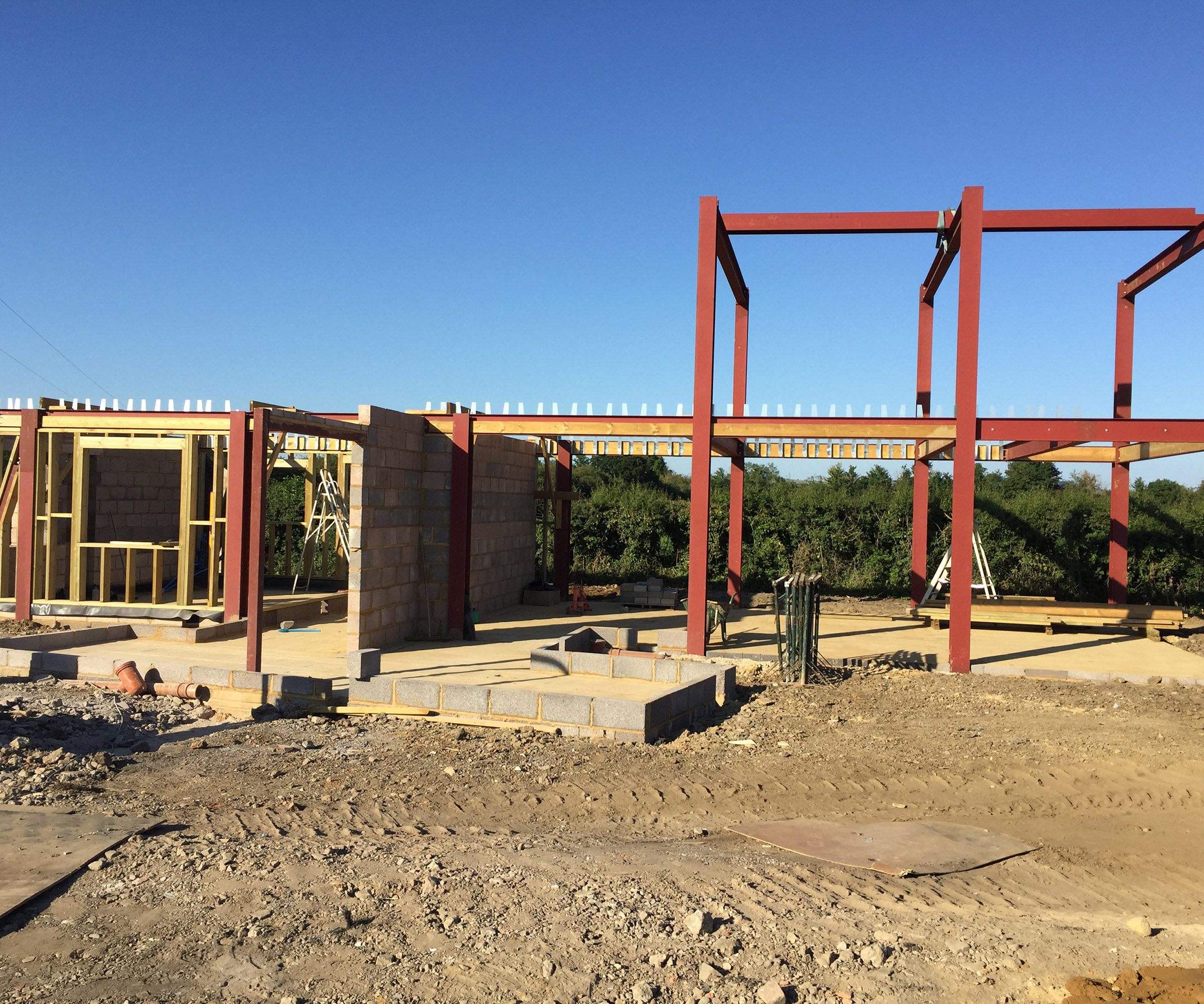 Steel frames of a self build home