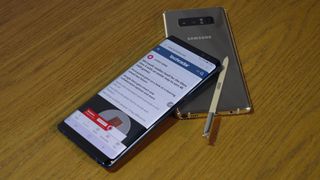 The Galaxy Note 8 runs Android Nougat, overlaid with Samsung's own software