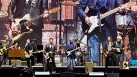 (L-R) Roger McGuinn, Jakob Dylan of The Wallflowers and Eric Clapton perform onstage during Day 1 of Eric Clapton's Crossroads Guitar Festival at Crypto.com Arena on September 23, 2023 in Los Angeles, California