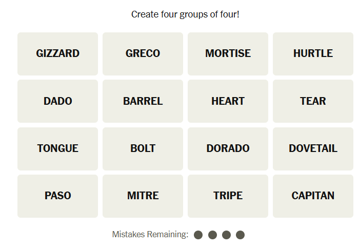 The New York Times Connections puzzle on December 7, 2025