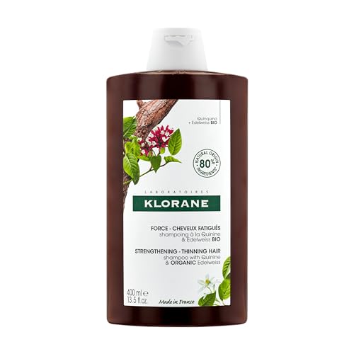 Klorane Strengthening Shampoo With Quinine - Dermatologist-Tested - Natural Alternative Thickening Shampoo for Hair Thinning - Support Stronger, Healthier Hair for Men & Women - 13.5 Fl. Oz.