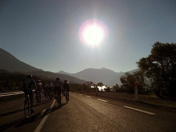 Heading into the morning sun on race day.