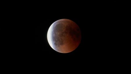 lunar eclipse against a black sky