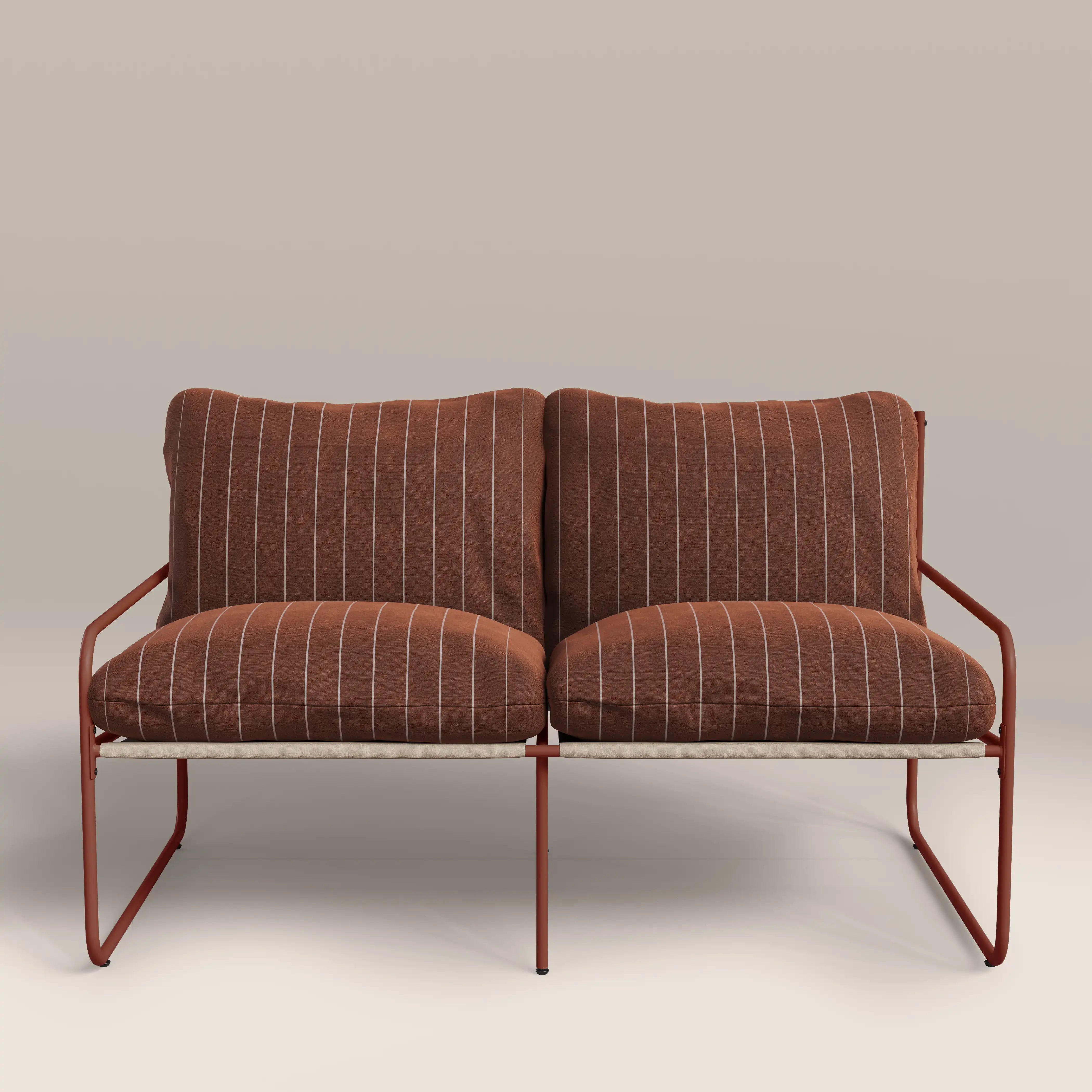 Cult Furniture, Harris 2 Seater Garden Sofa - Rust Red Strip