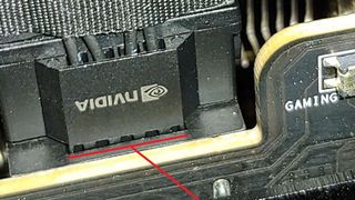 Nvidia RTX 4090 power adapter improperly connected to a power cable.