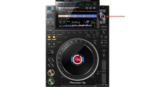 Pioneer CDJ 300 with an arrow pointing at the rotary knob