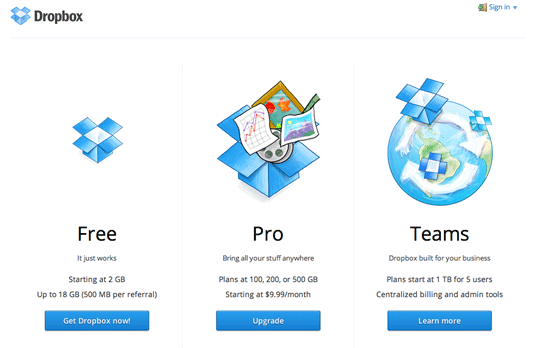 Web design secrets: Dropbox Pro