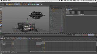 Use a mixture of keyframe animation and aligning the bus to a path to create the flight path between the shelter and the saucer