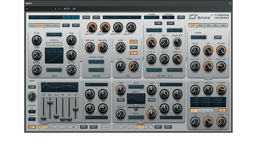 Spire's oscillators are ridiculously powerful, with multiple options for shaping the waveforms